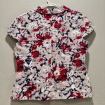 Coldwater Creek  Women's Gray and Red Structured Button Up Top‎ Size Petite 6 Photo 3