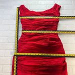 Alex Evenings Gown Dress 12 Red Taffeta Off the Shoulder Formal Cocktail Sheath Photo 2