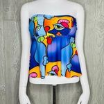 Cartoon Graphic Bandeau Peplum Bikini Swimsuit top strapless bathing suit swimwe Red Size M Photo 0