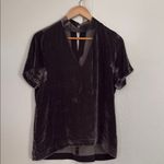Madewell ‎ Gray Velvet Choker V Neck Blouse Top Size Small Velour Photo 3