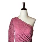 Saylor Pink Lace Velvet Long Sleeve One Shoulder Ruched Cut Out Mini Dress XS Photo 2