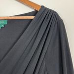 Ralph Lauren Lauren Dress 14 Black Sheath Faux Wrap V-Neck 3/4 Sleeve Flattering Photo 13