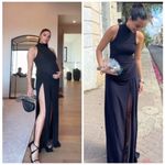 Helsa NWT  Ophelia Highneck Sleeveless Ruched Draped Bodycon Black Maxi Dress SzM Photo 3