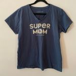 Life is Good Blue Crusher Tee V-neck Super Mom Cotton Casual Women's size Large Photo 0