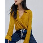 Anthropologie  Maeve Lydia Gold Floral Burnout Wrap Blouse NEW Size Medium Photo 2