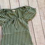 Madewell Size XXS Jacquard Puff-Sleeve Mini Dress Green Gingham Check Photo 4