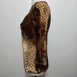 American City Wear  Y2k Petite Snakeskin Print Brown Fitted 3/4 Sleeve Top Rave Photo 2