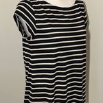 Loft  Womens Cap Sleeve Casual Top Shirt Striped Cut Out Back Small‎ Petite Black Photo 0