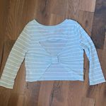 Cooperative  Open Back Scalloped Aqua Light Blue striped bow white top Si… Photo 10