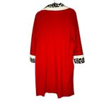 Vanity Fair Vintage  Red Fleece Gown Robe Leopard Print Collar & Cuffs Sz 18 Photo 1