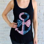 USA Flag Anchor Black Tank Top Medium Photo 0