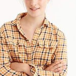 J.Crew Size 2 Boyfriend Shirt Topaz Plaid Button Front Style G9912 Mustard Photo 0