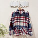 J.ING Jing Vintage Style Red White Blue Plaid Oversized Flannel Shacket NWT Size M Photo 3