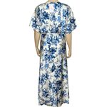 BHLDN  Leila Deep-V Flutter-Sleeve Satin A-Line Gown, Blue/White Bouquet, 18W Photo 10