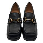 Nine West Womens Black Leather Horsebit Platform Block Heel Loafers Shoes 8M Photo 3