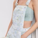 Anthropologie  Pilcro Cut-Off Short Overalls Size 27‎ Denim Watercolor Photo 0