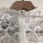 White House | Black Market WHBM Lace Semi-Sheer Long Sleeve Mock Neck Blouse Top Photo 8