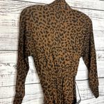 Vintage Kwai Leopard Print Belted Dress Pockets Mock Neck 8 Brown Photo 3