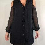 Haute Hippie  Cold Shoulder Black Silk Dress Photo 3