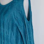 Westbound  Teal Cold Shoulder Crew Neck Cable Knit Sweater Tunic 1X Photo 8