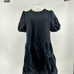 ZARA black short puff sleeve 100% cotton short sleeve dress size medium Photo 5