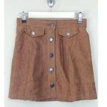 Blu Pepper Brown Corduroy Short A-Line Button Front Modcloth Mini Skirt by Photo 0