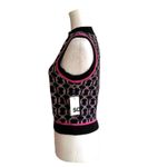 SO  Retro Sweater Vest Preppy Black Fuchsia Crop High Neck Vest Junior Medium NEW Photo 4