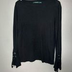 Ralph Lauren Lauren black lace up bell sleeve boat neck knit sweater size medium Photo 0