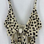 Aerie  Pique Wrap One Piece Swimsuit Animal Print Cutout XS Beige Photo 6