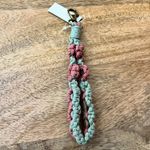 Adorro NWT macrame daisy flower wristlet keychain green pink girly cottage Photo 3