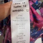 Adrienne Landau Floral Watercolor Draped High Slit Deep V Maxi Gown Sz 12 NWT Pink Photo 6