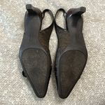 Etienne Aigner  Brown Patent Leather‎ Fabric Logo Sling Back Vanessa Heels 7.5 Photo 10