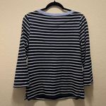 Nautica Long Sleeve Top Navy Blue White Striped Pullover 100% Cotton Sz M Photo 2