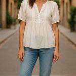 ZARA Womens Oversized Sheer Boho Peasant Blouse Small Cream Photo 0