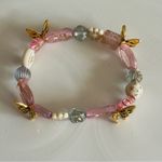 Elegant Pink and Gold Butterfly Bracelet Photo 1