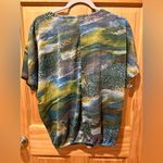 IZOD Green/brown/yellow/ blue Animal print Blouse Peasant Style women’s S/P Photo 1