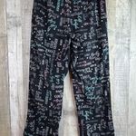 Goodnight Kiss Size Medium Fleece Sleep Pant Drawstring Stretch Waistband Black Photo 1