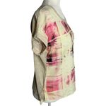 High Low Stretch Knit Pullover Top M Cream Pink Cuffed Sleeve Round Neck Size M Photo 4