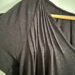 Free People | Black Linen Blend Swing T-shirt V Neck Pintuck Shoulders | Small Photo 4