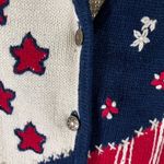 Vintage Christopher Banks Womens Small Knit Sweater Vest Embroidered Americana‎ Blue Photo 3