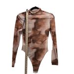 SheIn Sheer Body Suit Small Abstract Print Brown Travel Vacation Layering Maximalist Photo 7