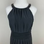 Evan Picone  Dress 6 Black Ruched Beaded Pleat Halter A-Line Cocktail Knee Length Photo 1
