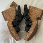 BORN Ankle Strap Sandals Wedge Cork Heels, Black, Size 10,NWT no box Black Photo 3