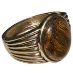 Large Vintage Tiger’s Eye Center Stone Gold Tone Cuff Bracelet Gold Photo 2