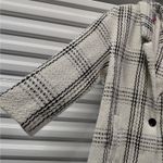 Vince Camuto  Women’s Plaid Tweed Coat Size Small Ivory Black Longline Jacket Photo 3