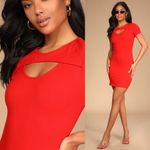 Lulus NWT  Beyond‎ Basics Ribbed Cutout Bodycon Mini Dress in Bright Red Size S Photo 1