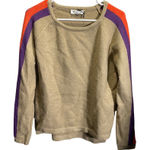 THML  Small Knit Sweater Tan Purple & Orange Stripes Crewneck Photo 0
