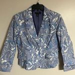 Kenneth Cole Womens Blue Floral Blazer Jacket Coat Size 12 Button Pockets Photo 0
