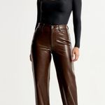 Abercrombie & Fitch 90s Relaxed Pants Size 2X Brown Vegan Leather High Rise Y2K Photo 0