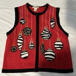 Bechamel Petites Christmas Sweater PL Faux Fur Ornaments Red Full Zip Embellish Size undefined Photo 0